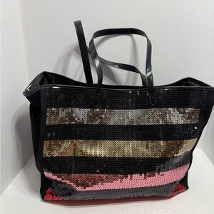 Victoria's Secret Black and Pink Sequin Tote Black Friday 2017 Limited Edition